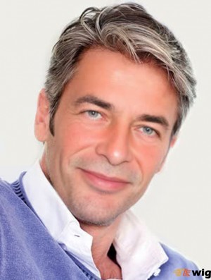 Mono Top Synthetic Short Grey Wigs For Men