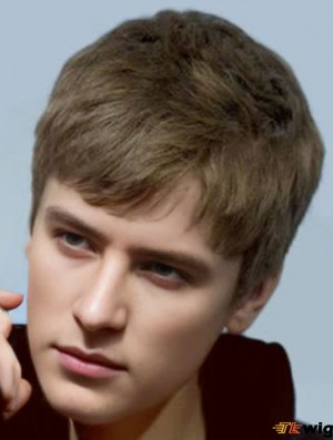 Brown Synthetic Capless Short Straight Wigs For Black Men