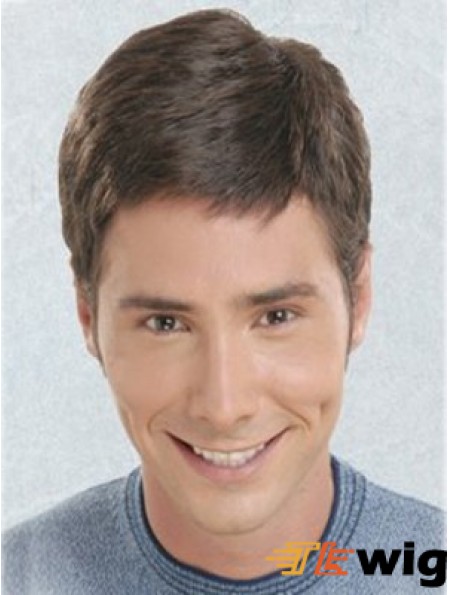 Brown Short Straight Synthetic Lace Front Best Mens Wigs