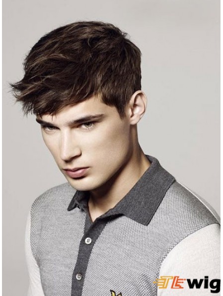 Remy Human Monofilam Cropped Brown Straight Man Wig UK
