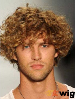 Blonde Synthetic Curly 8 inch Mens Wigs