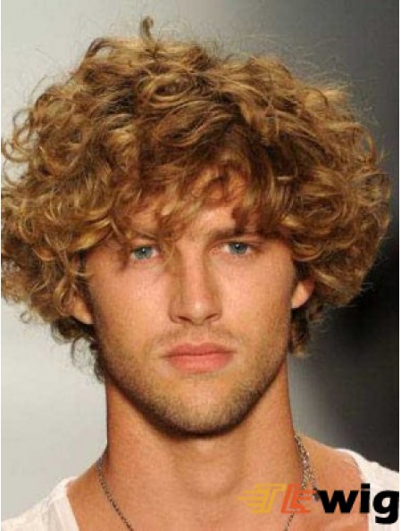 Blonde Synthetic Curly 8 inch Mens Wigs