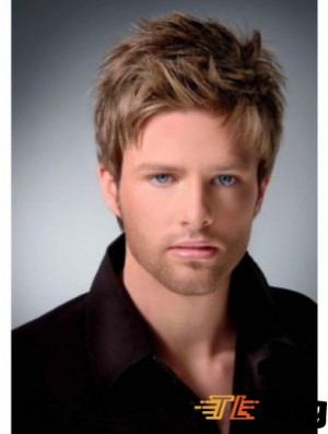 Full Lace Brown Remy Human Boycuts Short Men In Wigs