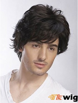 100% Hand Tied Short Black Bald Old Man Wig