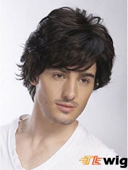 100% Hand Tied Short Black Bald Old Man Wig