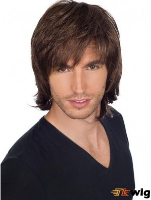 8 inch Full Lace Short Straight With Bangs Mens Wig Makers