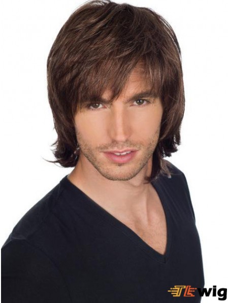 8 inch Full Lace Short Straight With Bangs Mens Wig Makers