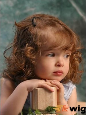 Wigs For Kids With Remy Lace Front Shoulder Length Curly Style