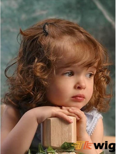 Wigs For Kids With Remy Lace Front Shoulder Length Curly Style