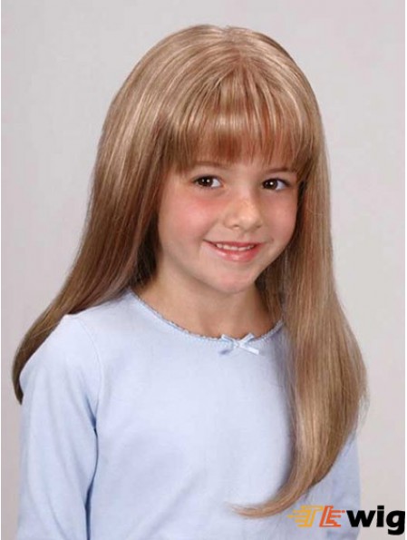 Straight Long Blonde Synthetic Lace Front Kids Wigs