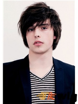 Brown Capless Straight Remy Human 10 inch Mens Wig UK
