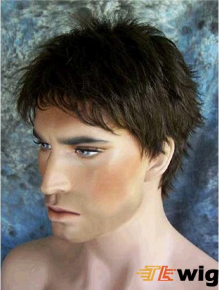 Black 4 inch Capless Straight Synthetic Buy Natural Wigs Man