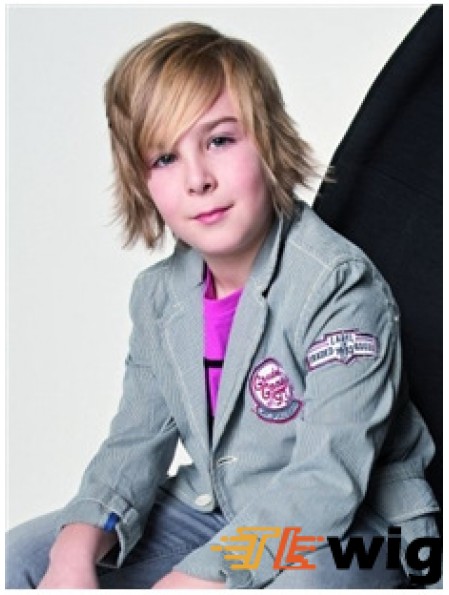 Wavy Short Blonde Remy Human Hair Capless Kids Wigs
