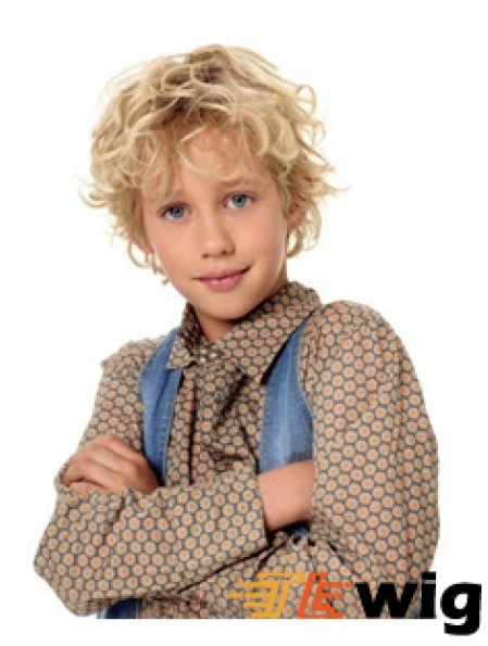 Wavy Short Blonde Synthetic Capless Kids Wigs
