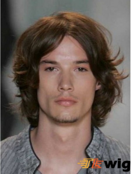 Auburn Lace Front Straight Chin Length Human Hair Men's Wigs