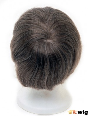 100% Hand Tied Brown Short Straight Mens Mono Full Wigs