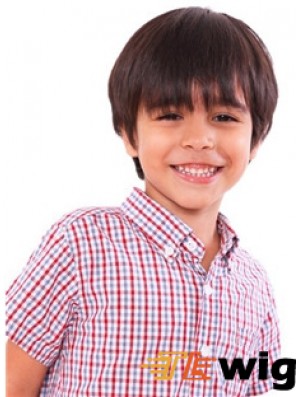 Straight Short Auburn Remy Human Hair 100% Hand-tied Kids Wigs