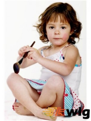 Wavy Chin Length Auburn Remy Human Hair 100% Hand-tied Kids Wigs