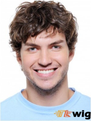 Wavy Synthetic Auburn Lace Front Short Hair Wigs For Men