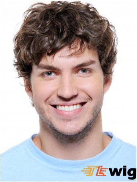Wavy Synthetic Auburn Lace Front Short Hair Wigs For Men