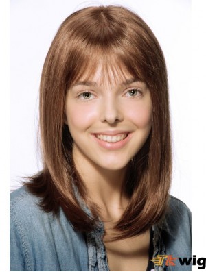 Straight Shoulder Length Brown Synthetic Lace Front Kids Wigs