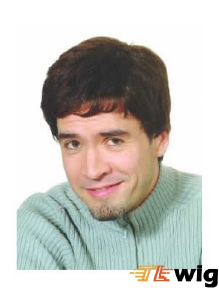 Brown Capless Straight Synthetic Short Mens Costume Wigs