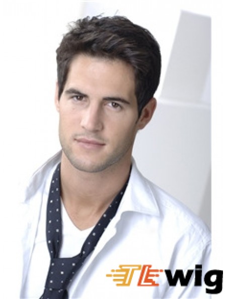 100% Hand Tied Remy Human Brown Short Wigs For Men London