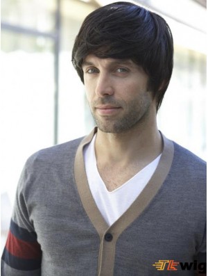 Black Full Lace Short Straight Human Hair Wigs Men UK