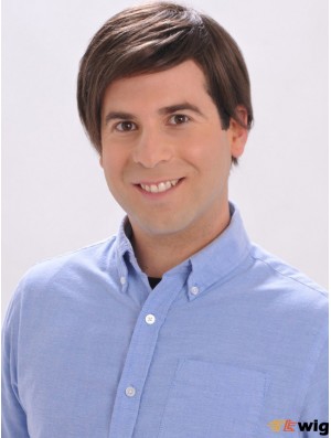 Brown Lace Front Short Straight Mens Full Wigs UK