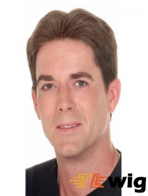 Black Straight 100% Hand Tied Brown Short Mens Wigs For Sale UK