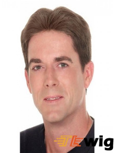 Black Straight 100% Hand Tied Brown Short Mens Wigs For Sale UK