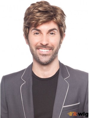 Brown 100% Hand Tied Remy Human Straight Hair Loss In Men