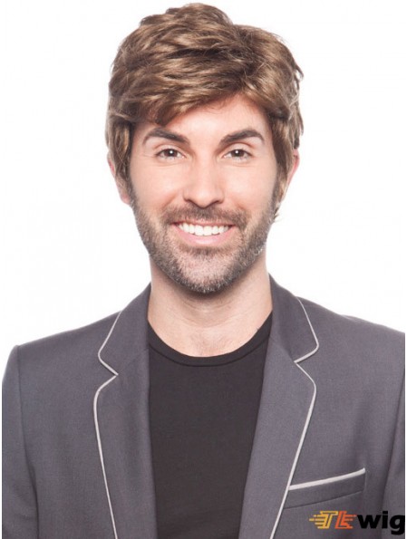 Brown 100% Hand Tied Remy Human Straight Hair Loss In Men