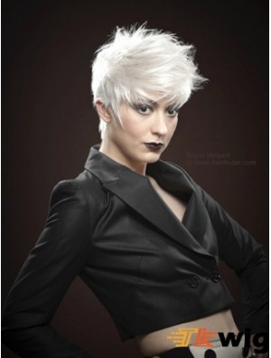 Mono Short Wigs With Remy Monofilament Boycuts Straight Style