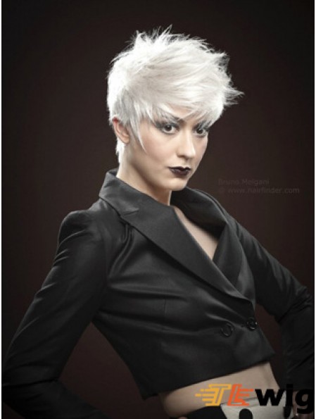 Mono Short Wigs With Remy Monofilament Boycuts Straight Style