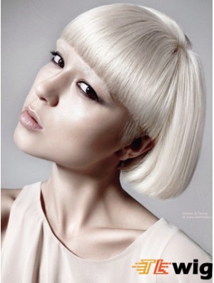 Lace Front Bobs Short Straight 10 inch Platinum Blonde Great Fashion Wigs