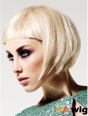 Monofilament Bobs Short Straight 10 inch Platinum Blonde Hairstyles Fashion Wigs