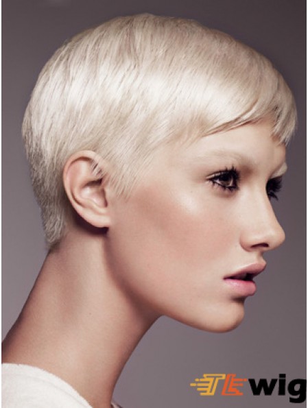 Capless Boycuts Short Straight 8 inch Platinum Blonde Fabulous Fashion Wigs