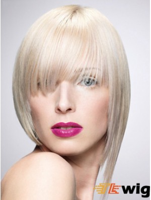 Monofilament Bobs Short Straight 10 inch Platinum Blonde New Fashion Wigs