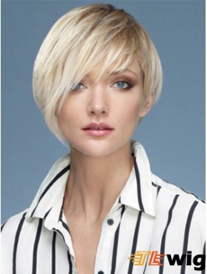 Capless Boycuts Short Straight 10 inch Platinum Blonde Sassy Fashion Wigs