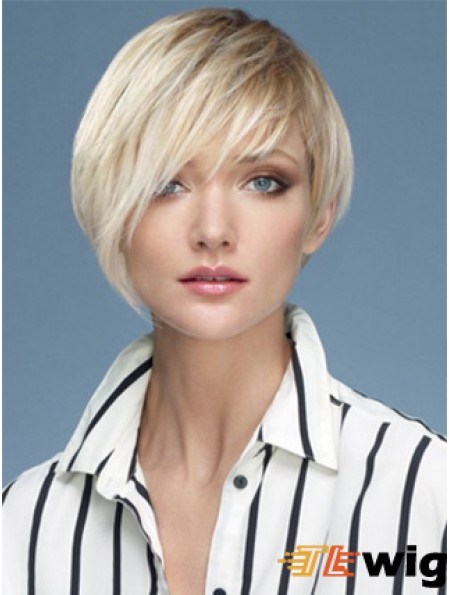 Capless Boycuts Short Straight 10 inch Platinum Blonde Sassy Fashion Wigs