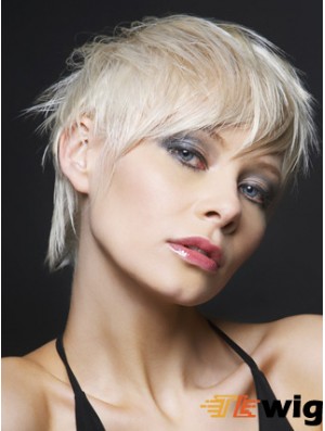 Lace Front Boycuts Short Straight 8 inch Platinum Blonde Ideal Fashion Wigs