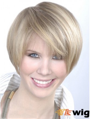 Monofilament Grey Short Straight 8 inch Platinum Blonde Gorgeous Fashion Wigs