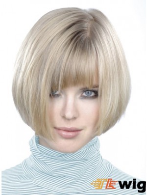 Monofilament Bobs Short Straight 10 inch Platinum Blonde Style Fashion Wigs