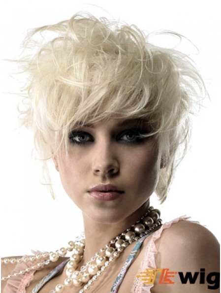 Lace Front Boycuts Short Wavy 8 inch Platinum Blonde Durable Fashion Wigs
