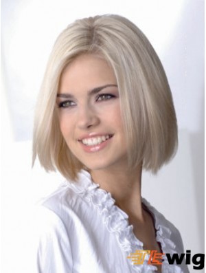 Full Lace Bobs Chin Length Straight 12 inch Platinum Blonde Sassy Fashion Wigs