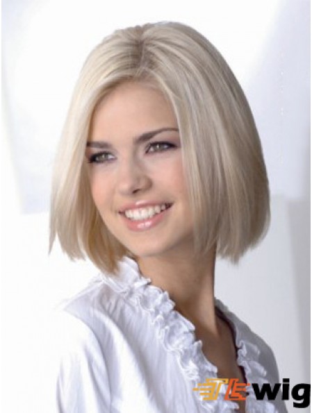 Full Lace Bobs Chin Length Straight 12 inch Platinum Blonde Sassy Fashion Wigs