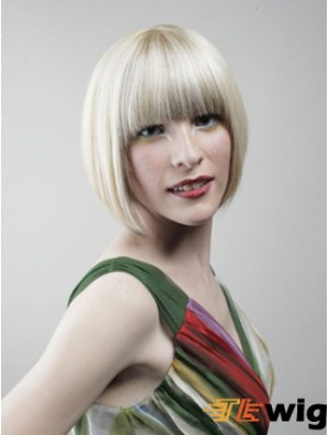 Full Lace Bobs Chin Length Straight 10 inch Platinum Blonde Designed Fashion Wigs