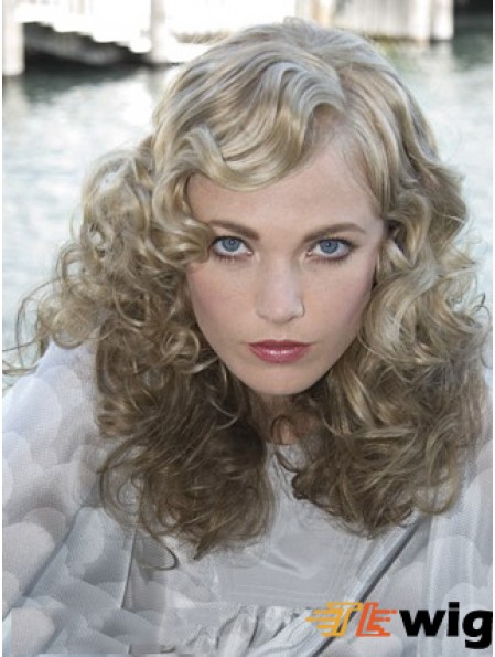 Lace Front Grey Shoulder Length Curly 16 inch Durable Fashion Wigs