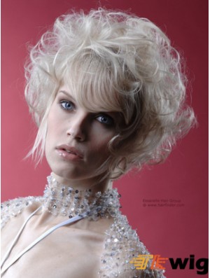 Monofilament Grey Short Curly 10 inch Platinum Blonde Perfect Fashion Wigs